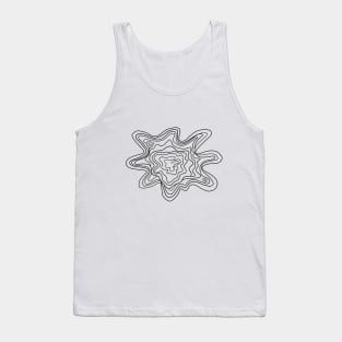 Topographic Abstract Contour Line Art Black on White Wave Layers Tank Top